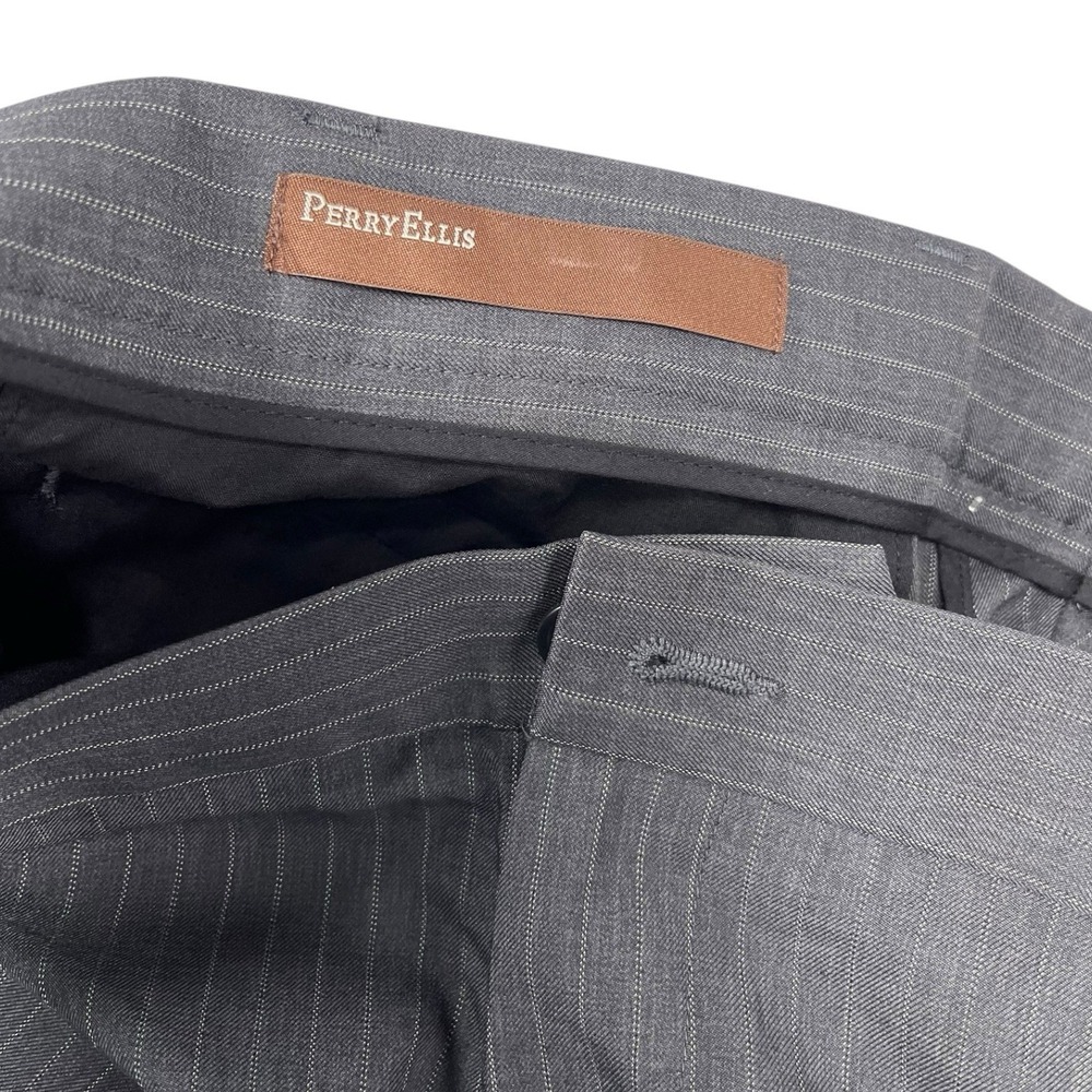 NEW Perry Ellis 40x32 Charcoal Pinstripe Dress Pants Flat Front Corporatecore - Picture 11 of 11